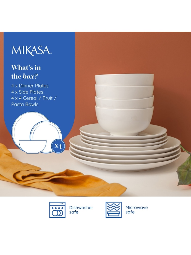 Mikasa 12 Piece White Chalk Porcelain Dinner Set - Image 5 of 5