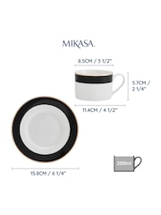 Mikasa Set of 4 White Luxe Deco Fine China Tea Cup and Saucer - Image 4 of 4