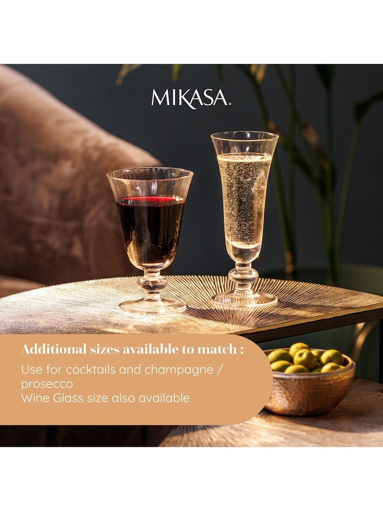 Mikasa 4 Pack Clear Salerno Short-Stem Crystal Champagne Flutes - Image 6 of 6