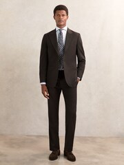 Reiss Chocolate Brown Oscar Regular-Fit Single-Breasted Wool-Blend Suit Blazer - Image 3 of 9