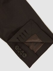 Reiss Chocolate Brown Oscar Regular-Fit Single-Breasted Wool-Blend Suit Blazer - Image 8 of 9