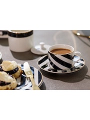 Mikasa Set of 4 Black Luxe Deco Fine China Tea Cups and Saucers - Image 1 of 4
