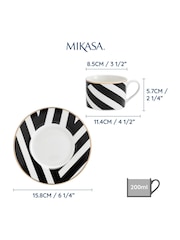 Mikasa Set of 4 Black Luxe Deco Fine China Tea Cups and Saucers - Image 3 of 4