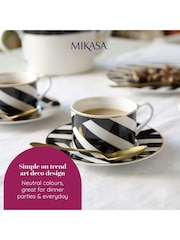 Mikasa Set of 4 Black Luxe Deco Fine China Tea Cups and Saucers - Image 4 of 4