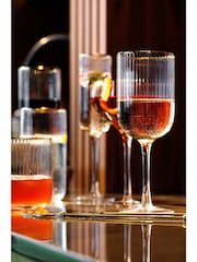 Mikasa Set of 4 Gold Sorrento Ridged Crystal Red Wine Glass - Image 2 of 6