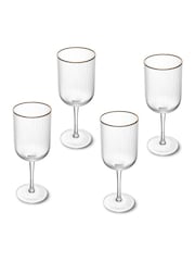Mikasa Set of 4 Gold Sorrento Ridged Crystal Red Wine Glass - Image 4 of 6