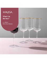 Mikasa Set of 4 Gold Sorrento Ridged Crystal Red Wine Glass - Image 6 of 6
