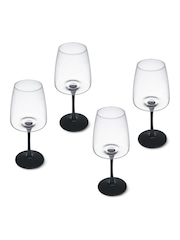 Mikasa Set of 4 Black Palermo Long-Stem Crystal Red Wine Glass - Image 4 of 4