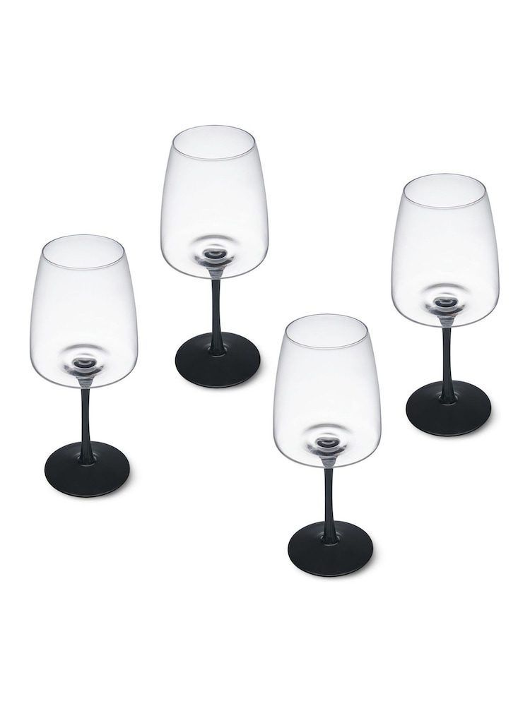 Mikasa Set of 4 Black Palermo Long-Stem Crystal Red Wine Glass - Image 4 of 4