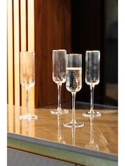 Mikasa Set of 4 Gold Sorrento Crystal Champagne Flute Glass - Image 1 of 5