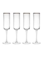 Mikasa Set of 4 Gold Sorrento Crystal Champagne Flute Glass - Image 3 of 5