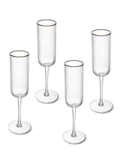 Mikasa Set of 4 Gold Sorrento Crystal Champagne Flute Glass - Image 4 of 5