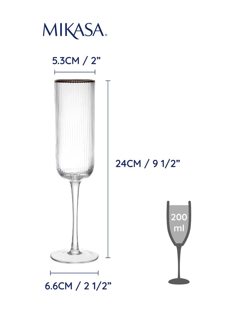 Mikasa Set of 4 Gold Sorrento Crystal Champagne Flute Glass - Image 5 of 5