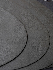 Mikasa Set of 4 Black Pebble-Shaped Faux Leather Placemats - Image 1 of 6