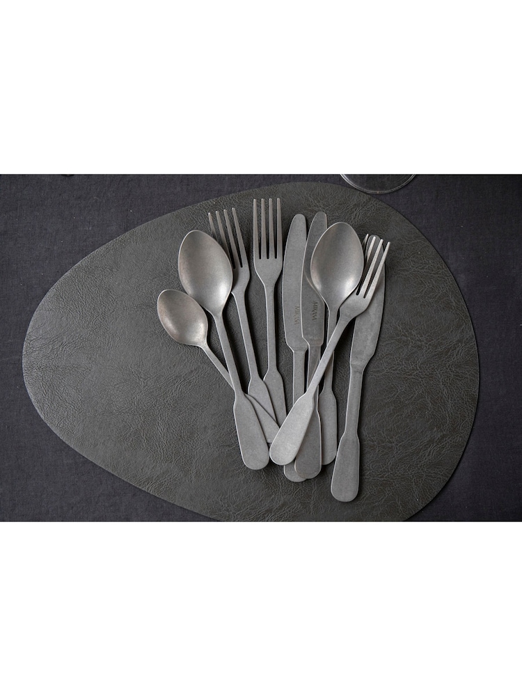 Mikasa Set of 4 Black Pebble-Shaped Faux Leather Placemats - Image 2 of 6