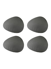 Mikasa Set of 4 Black Pebble-Shaped Faux Leather Placemats - Image 3 of 6