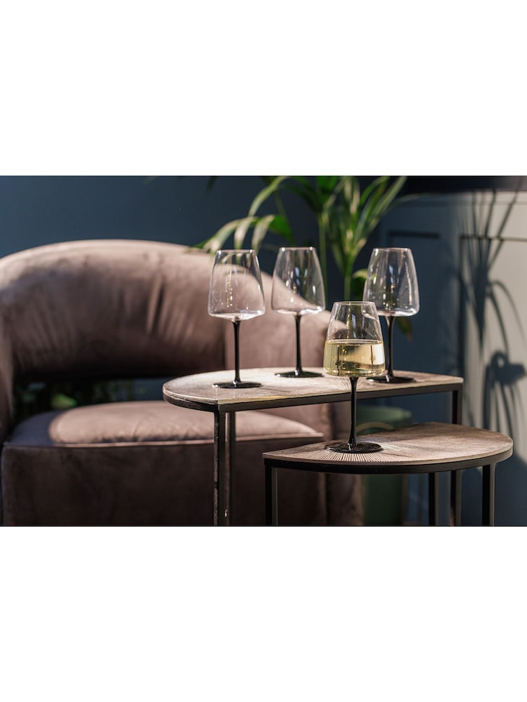 Mikasa Set of 4 Black Palermo Coloured Crystal White Wine Glass - Image 1 of 5
