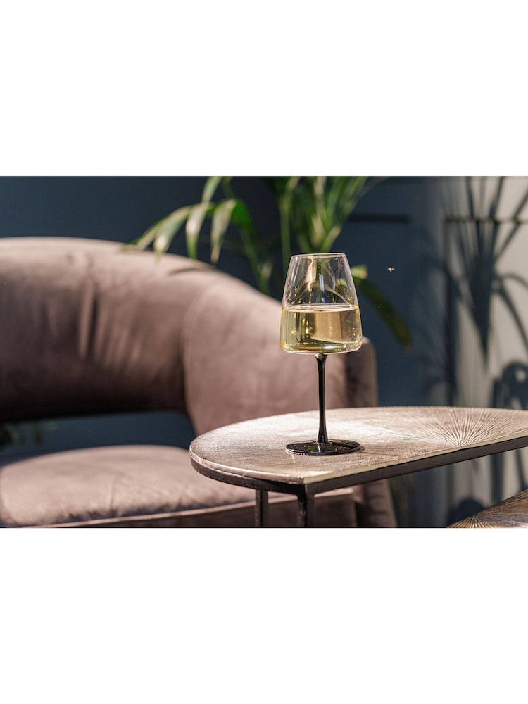 Mikasa Set of 4 Black Palermo Coloured Crystal White Wine Glass - Image 2 of 5