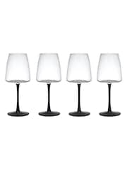 Mikasa Set of 4 Black Palermo Coloured Crystal White Wine Glass - Image 3 of 5
