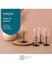 Mikasa Set of 4 Black Palermo Coloured Crystal White Wine Glass - Image 5 of 5