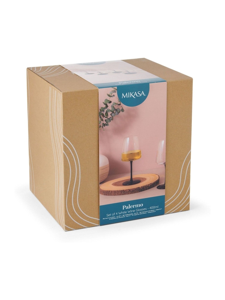 Mikasa Set of 4 Black Palermo Coloured Crystal White Wine Glass - Image 6 of 6 Mikasa Set of 4 Black Palermo Coloured Crystal White Wine Glass - Image 6 of 6