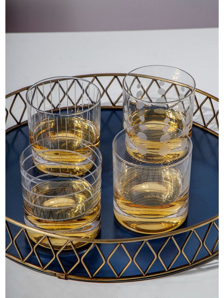 Mikasa Set of 4 Silver Cheers Crystal Whiskey Tumbler Glass - Image 2 of 5