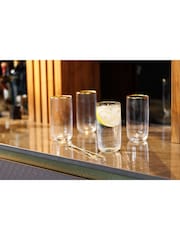 Mikasa Set of 4 Gold Sorrento Crystal Highball Cocktail Glass - Image 1 of 6