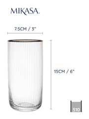 Mikasa Set of 4 Gold Sorrento Crystal Highball Cocktail Glass - Image 4 of 6