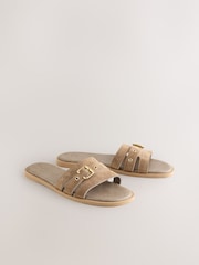Taupe Neutral Suede Forever Comfort® Buckle Mule Sandals - Image 2 of 6