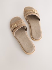 Taupe Neutral Suede Forever Comfort® Buckle Mule Sandals - Image 4 of 6