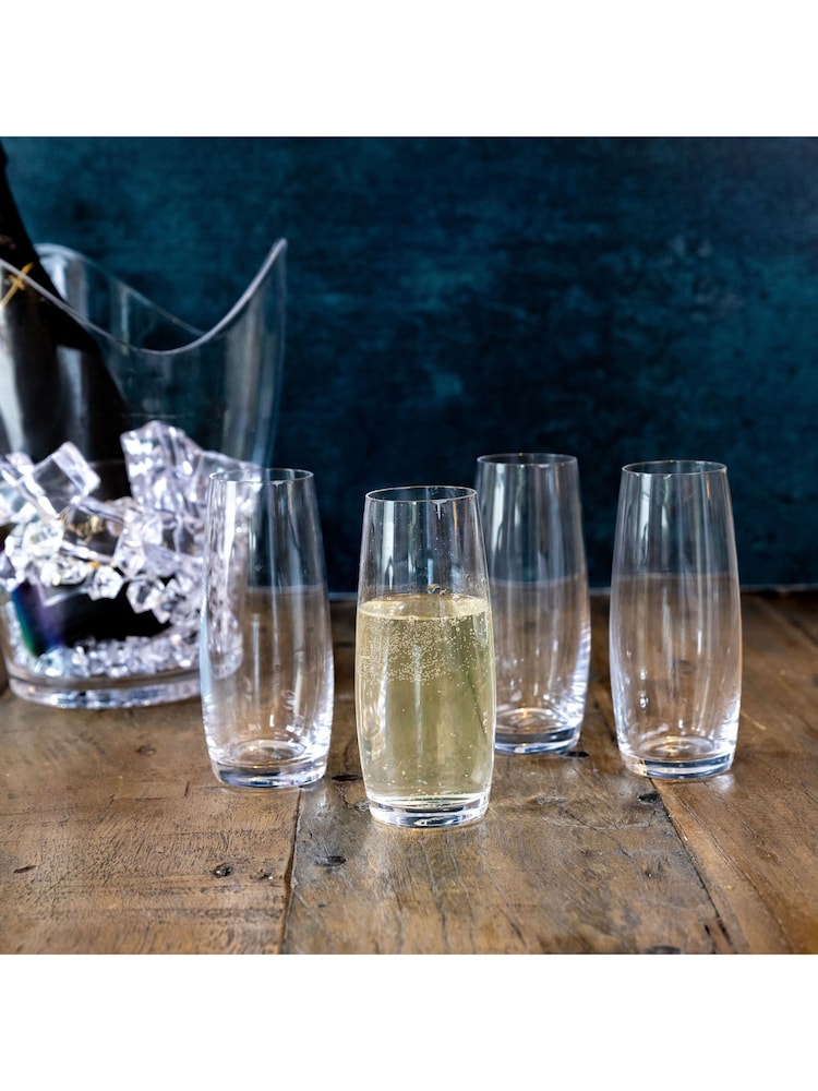 Mikasa Set of 4 Clear Julie Crystal Stemless Flute Glasses 266ml - Image 1 of 4 Mikasa Set of 4 Clear Julie Crystal Stemless Flute Glasses 266ml - Image 1 of 4