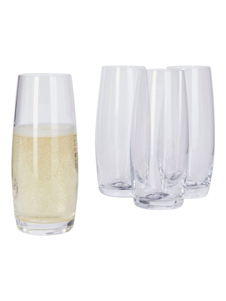 Mikasa Set of 4 Clear Julie Crystal Stemless Flute Glasses 266ml - Image 4 of 4 Mikasa Set of 4 Clear Julie Crystal Stemless Flute Glasses 266ml - Image 4 of 4