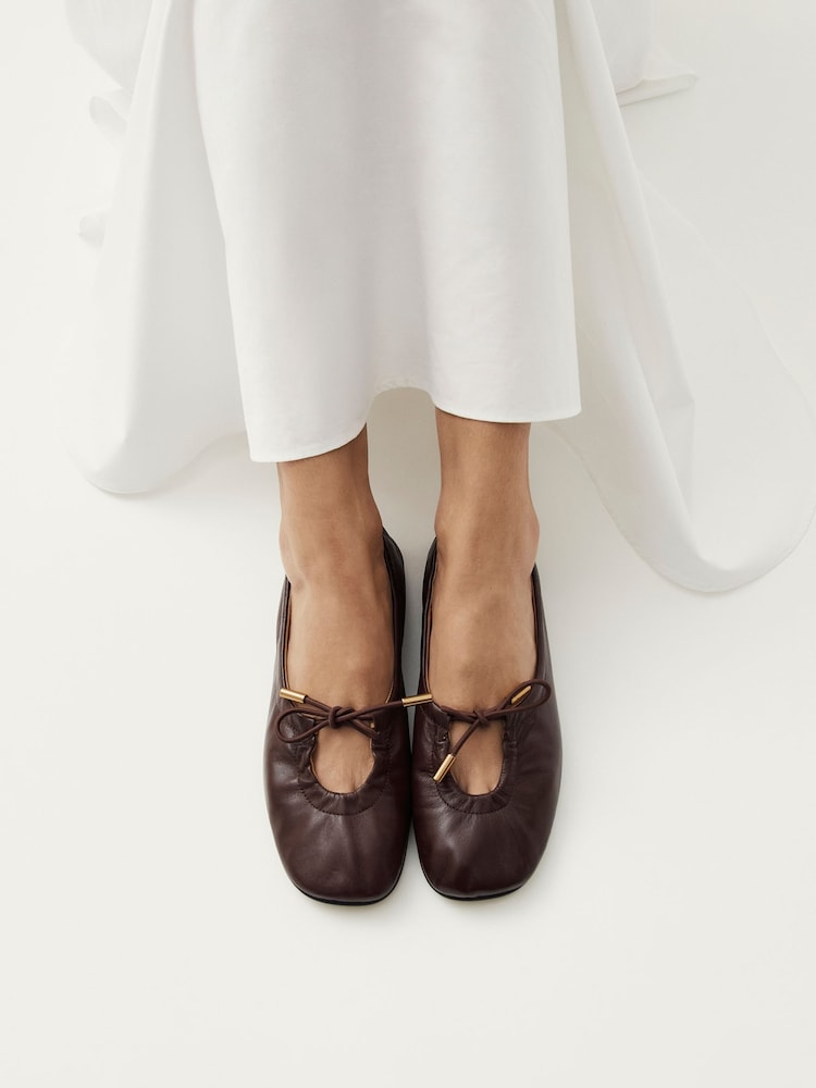 Alohas Brown Rosalind Leather Ballet Shoes - Image 1 of 8