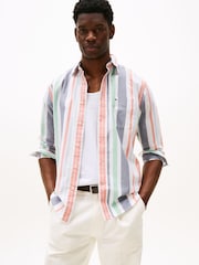Tommy Hilfiger Orange Relaxed Stripe Oxford Shirt - Image 1 of 5