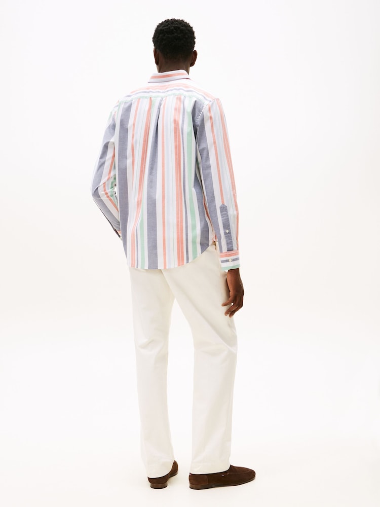 Tommy Hilfiger Orange Relaxed Stripe Oxford Shirt - Image 2 of 5