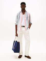 Tommy Hilfiger Orange Relaxed Stripe Oxford Shirt - Image 3 of 5