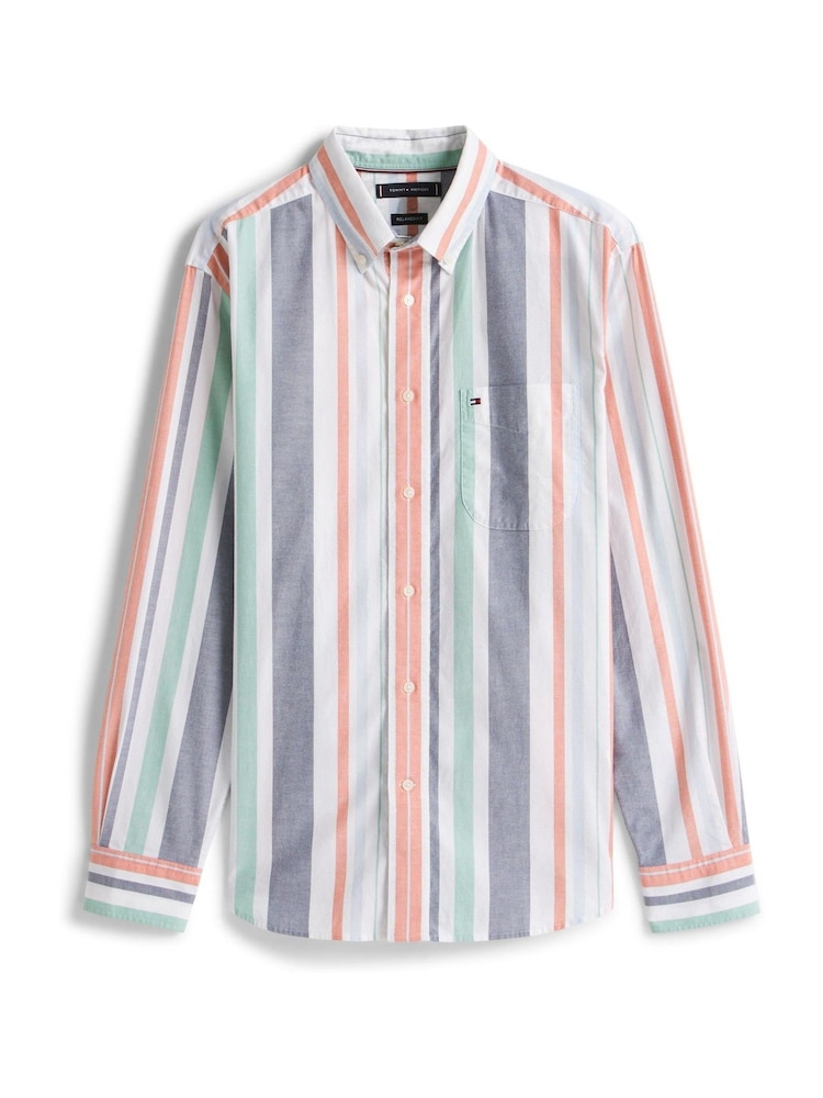 Tommy Hilfiger Orange Relaxed Stripe Oxford Shirt - Image 5 of 5