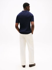 Tommy Hilfiger Blue Regular Fit Cable Knit Polo Shirt - Image 2 of 5