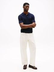 Tommy Hilfiger Blue Regular Fit Cable Knit Polo Shirt - Image 3 of 5