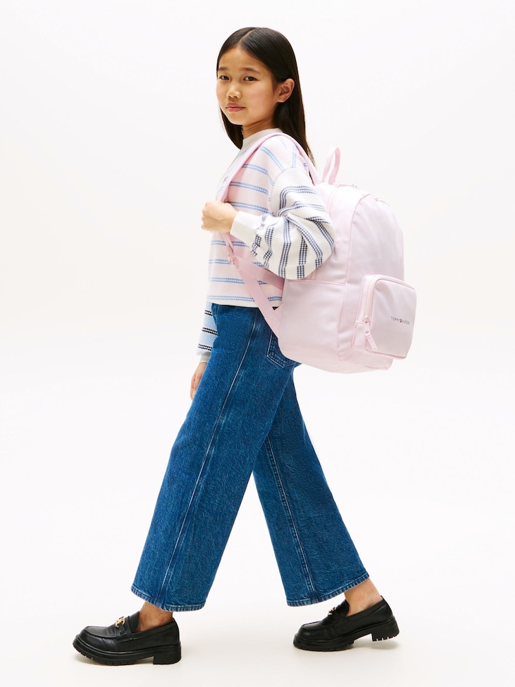 Tommy Hilfiger Pink Kids Essential Logo Backpack - Image 2 of 5 Tommy Hilfiger Pink Kids Essential Logo Backpack - Image 2 of 5