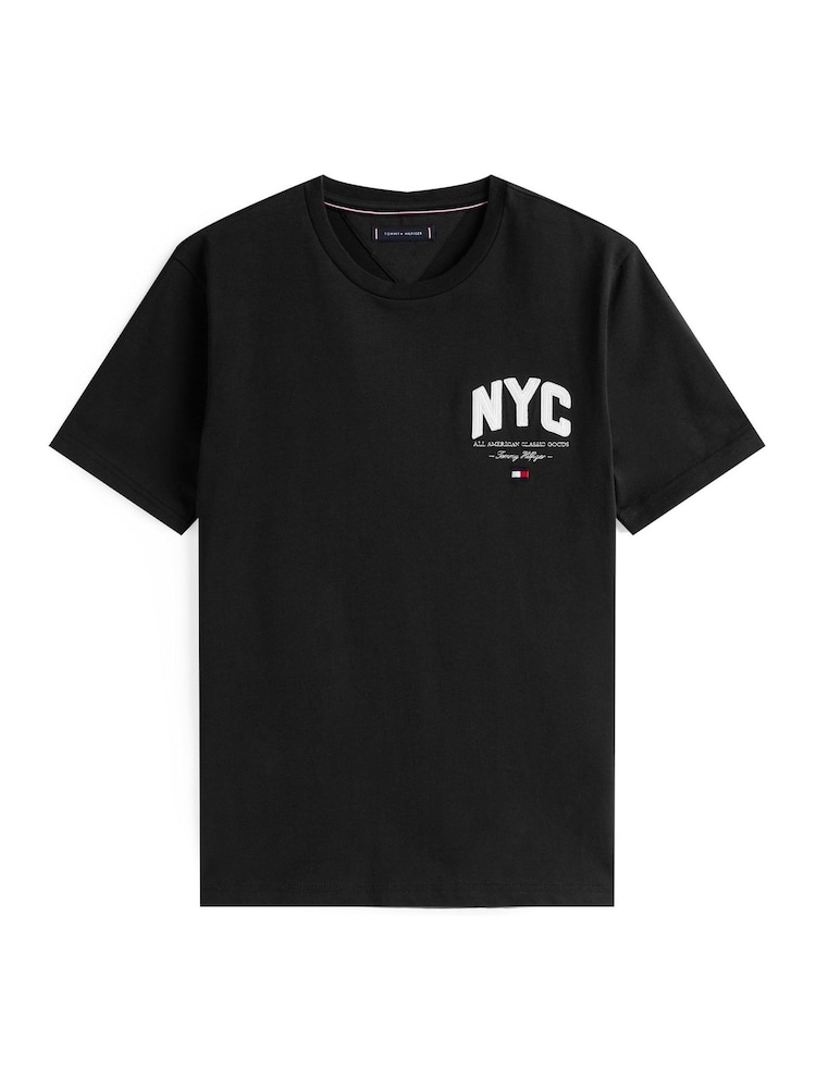 Tommy Hilfiger Black Athleisure Logo Embroidery T-Shirt - Image 5 of 5