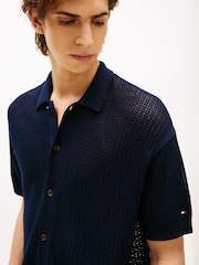 Tommy Hilfiger Blue Knit Overshirt - Image 4 of 5