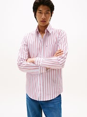 Tommy Hilfiger Pink Regular Fit Dobby Stripe Shirt - Image 1 of 5