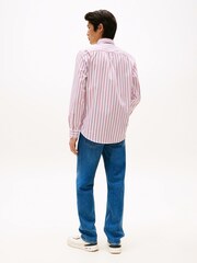 Tommy Hilfiger Pink Regular Fit Dobby Stripe Shirt - Image 2 of 5