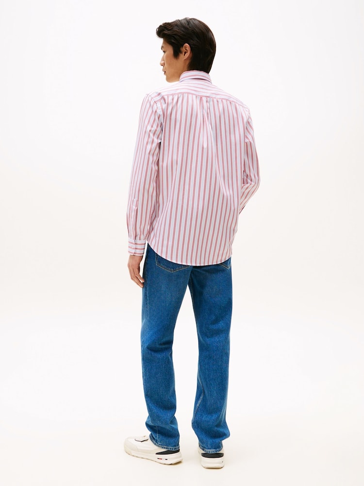Tommy Hilfiger Pink Regular Fit Dobby Stripe Shirt - Image 2 of 5