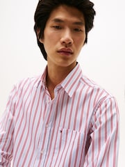 Tommy Hilfiger Pink Regular Fit Dobby Stripe Shirt - Image 4 of 5