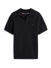 Tommy Hilfiger Blue Knit Textured Polo Jumpers - Image 5 of 5