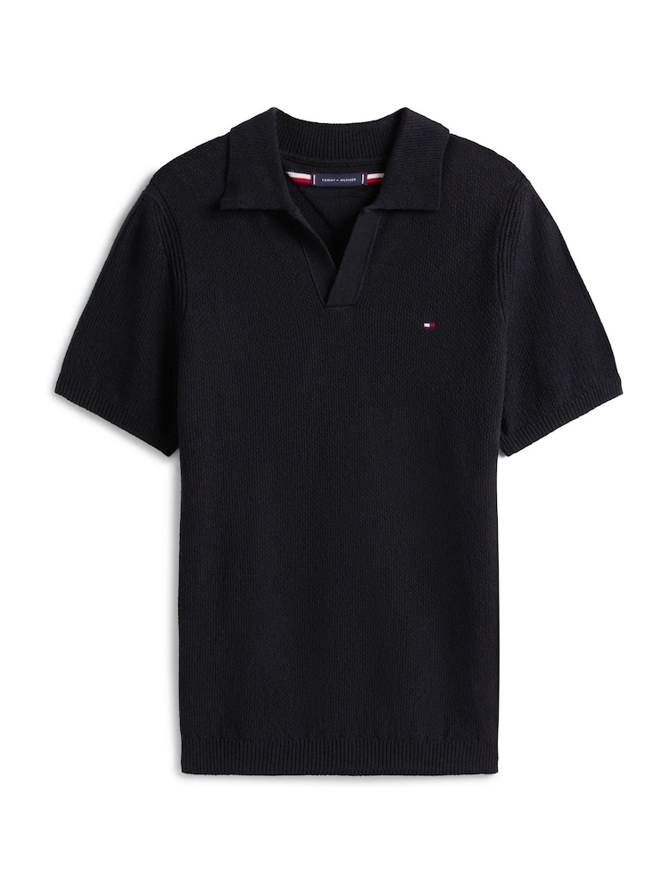 Tommy Hilfiger Blue Knit Textured Polo Jumpers - Image 5 of 5