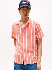 Tommy Hilfiger Orange Regular Fit Stripe Short Sleeve Shirt - Image 1 of 5