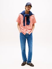 Tommy Hilfiger Orange Regular Fit Stripe Short Sleeve Shirt - Image 3 of 5